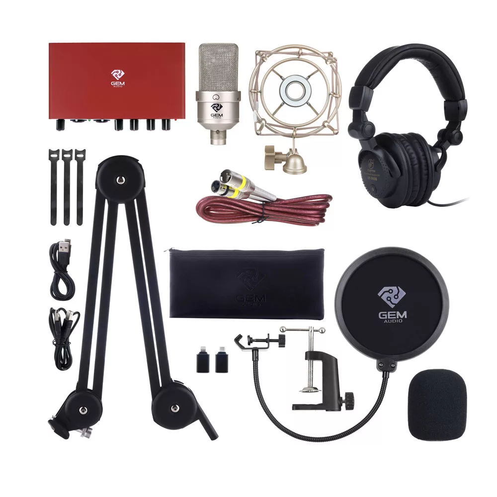 میکروفون استودیویی جم آدیو مدل GA-103 به همراه کارت صدا و هدفون