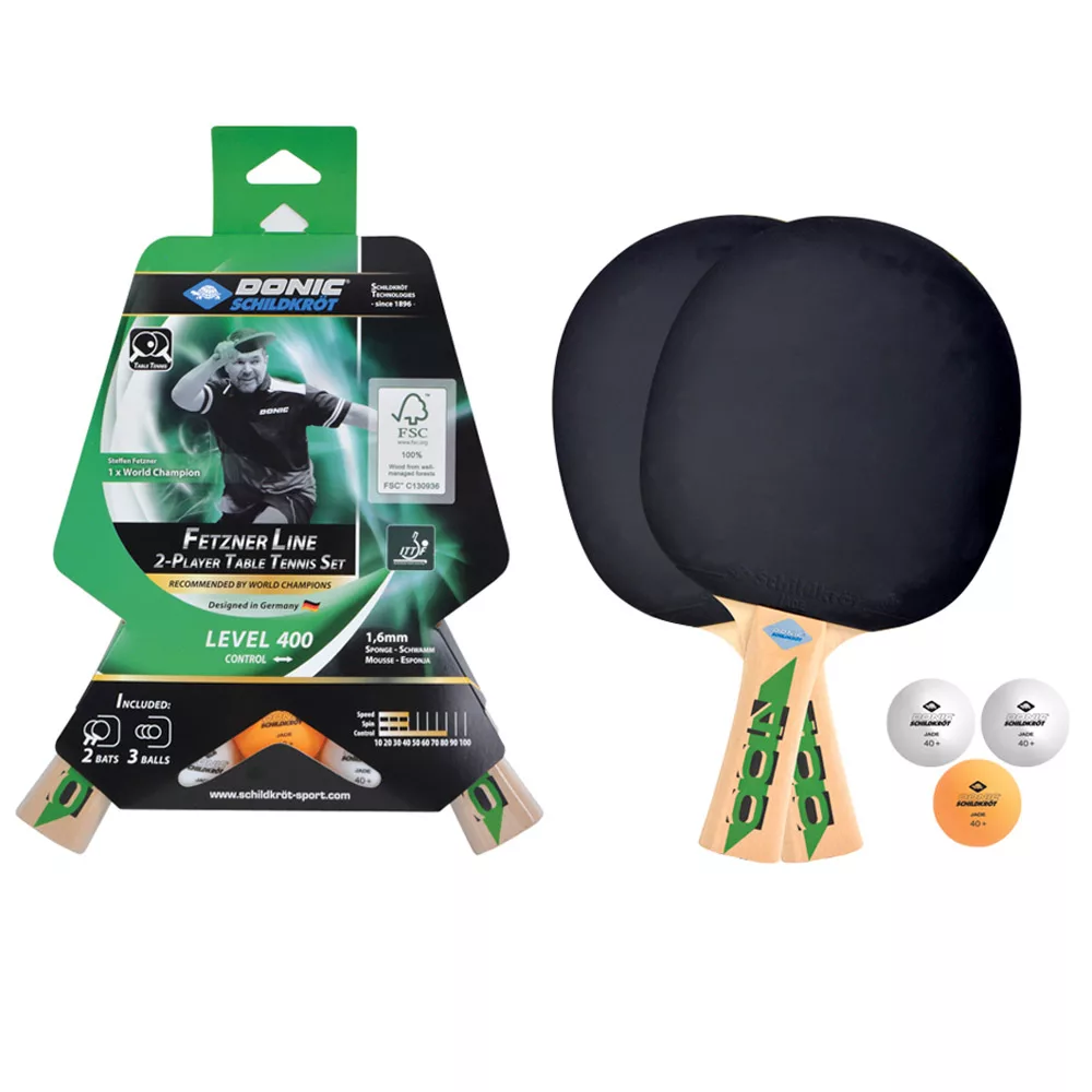 راکت پینگ پنگ دونیک مدل Fetzner Line 400 بسته 2 عددی به همراه 3 عدد توپ