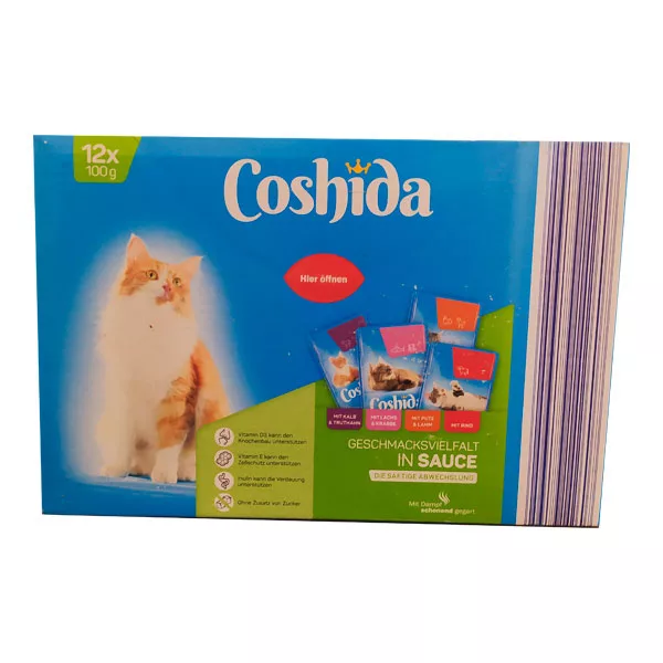 غذای پوچ گربه کوشیدا مدل گوشت گاو، بوقلمون، خرچنگ و گوساله وزن 1200 گرم