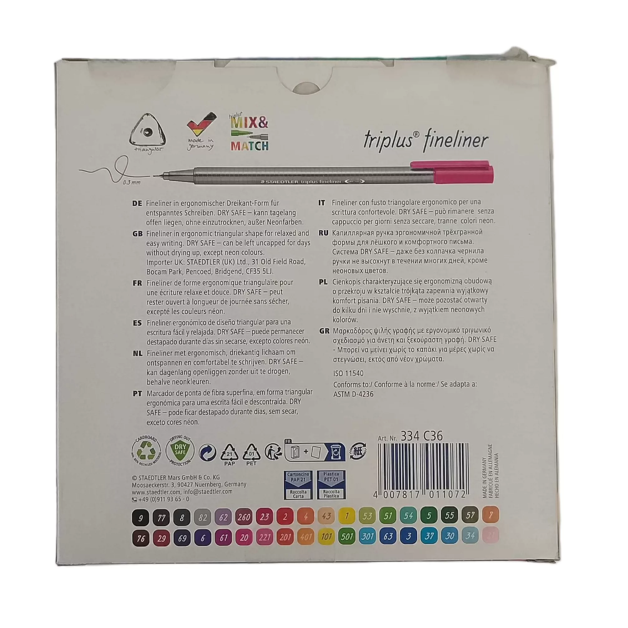 روان نویس استدلر مدل Triplus fineliner بسته 36 عددی