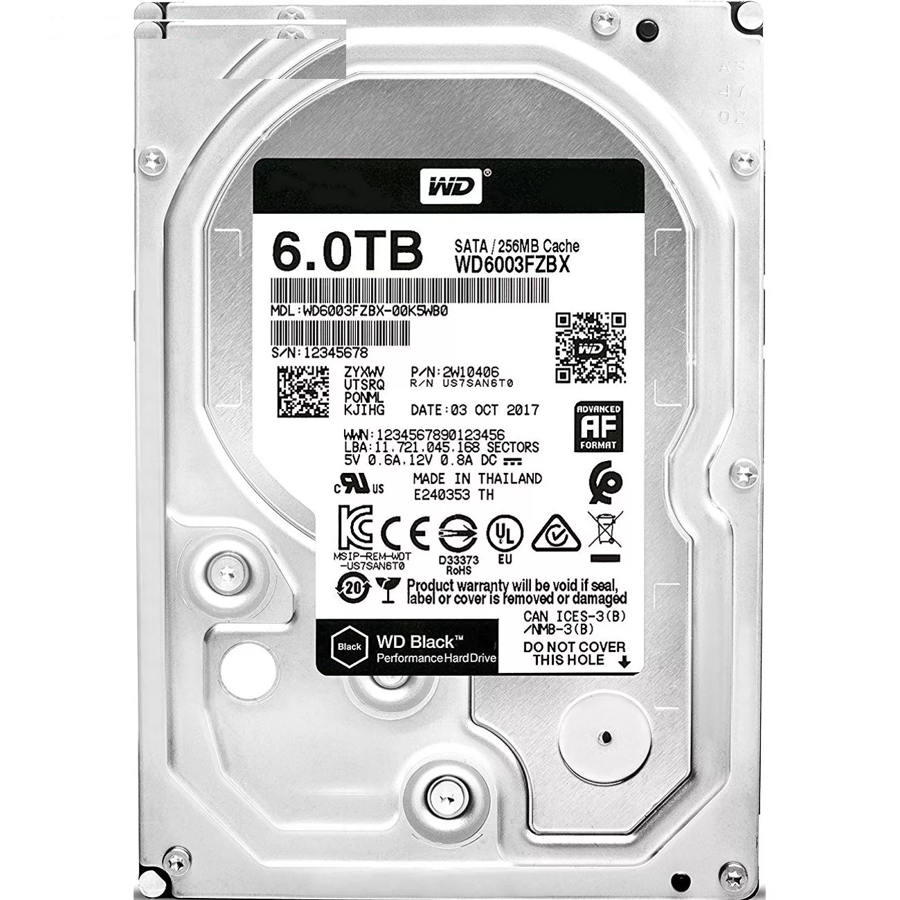 هارددیسک اینترنال وسترن دیجیتال مدل Black WD6003FZBX ظرفیت 6 ترابایت