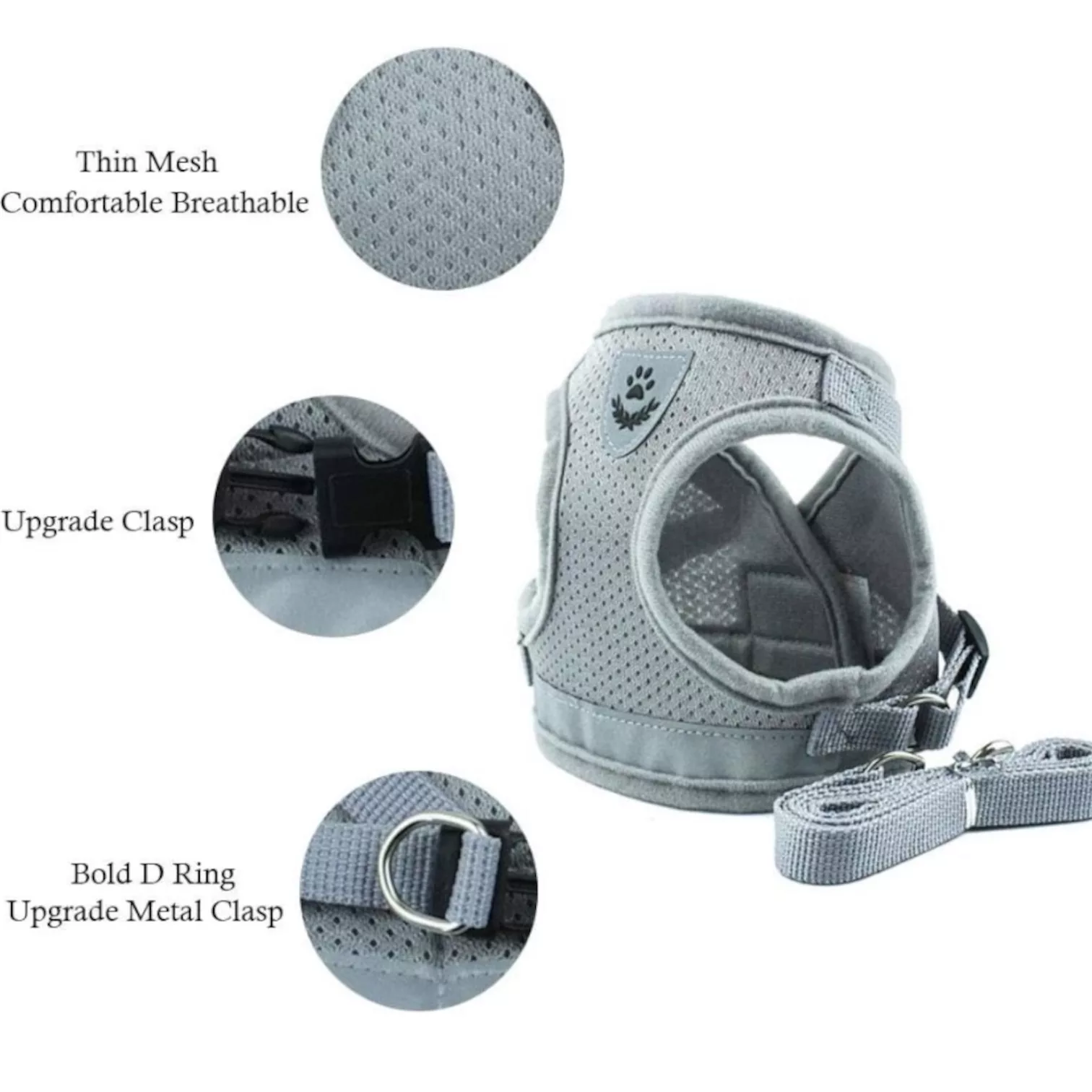 ست قلاده کتفی و بند قلاده سگ و گربه مدل DoubleClip کد M