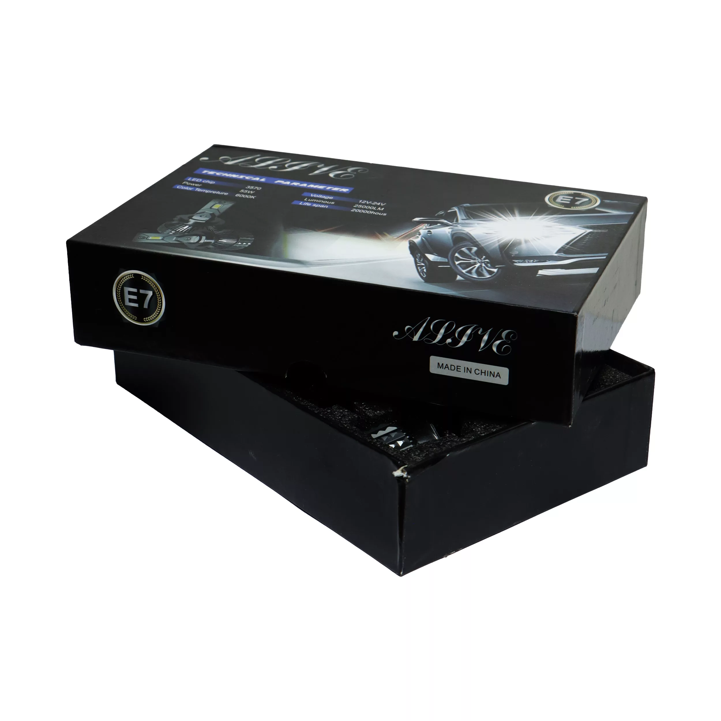 هدلایت خودرو الایو مدل E7 پایه H1 بسته دو عددی