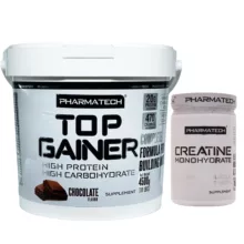 پودر تاپ گینر با طعم شکلات فارماتک – 4540 گرم به همراه کراتین مونوهیدرات 60 سروینگ  فارماتک – 300 گرم