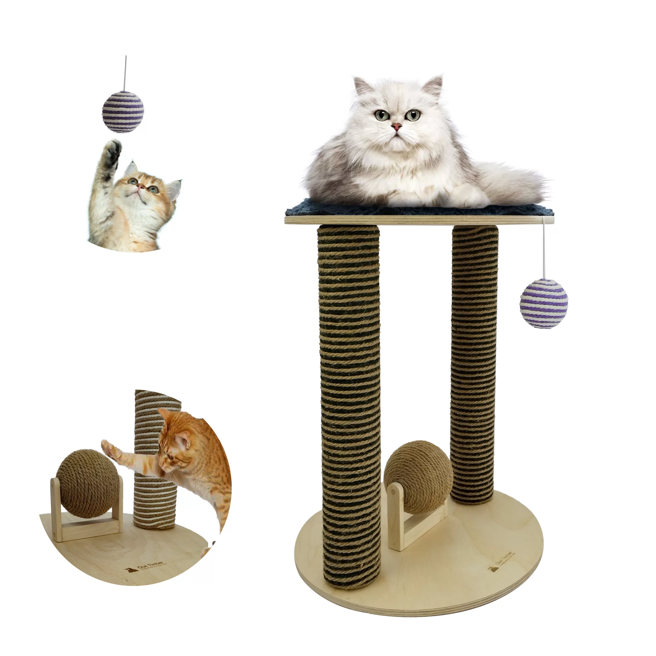 اسکرچر گربه تیمبر اوول مدل Cat scratcher tree - single level tower