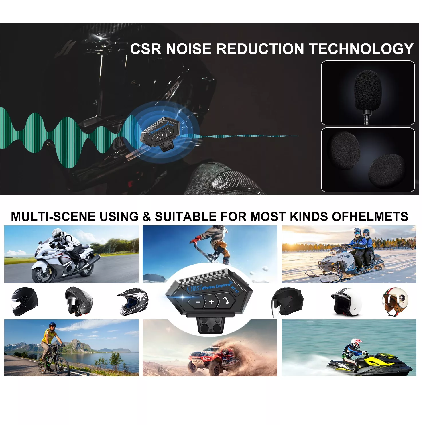 هدست کلاه کاسکت ابست  مدل BT12