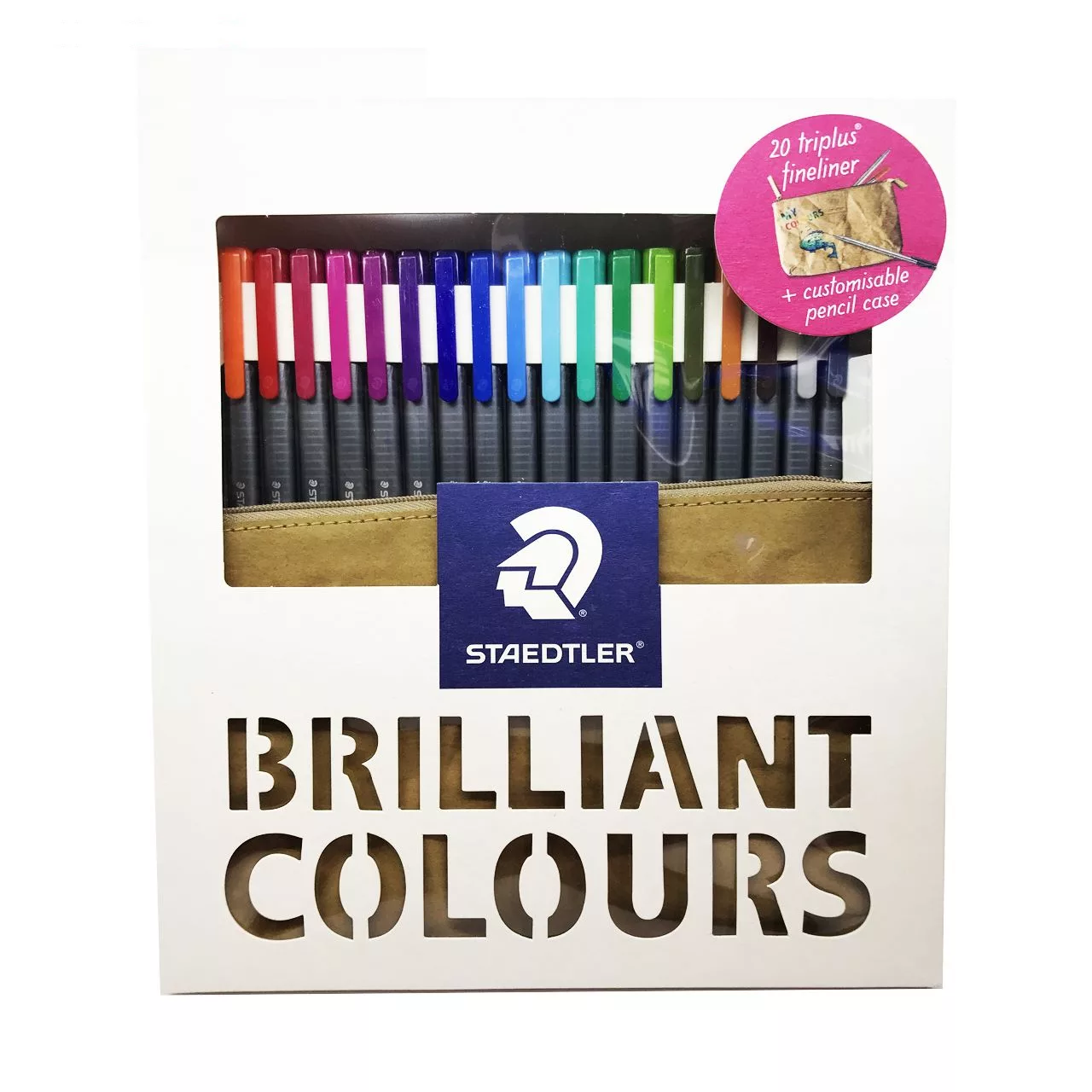 روان نویس ۲۰ رنگ استدلر مدل Triplus fineliner Brilliant Colours New به همراه کیف جا خودکاری