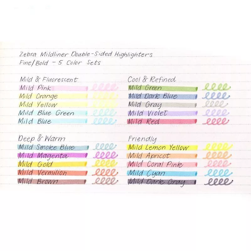 ماژیک دو سر علامت گذار زبرا مدل MILDLINER بسته 20 عددی