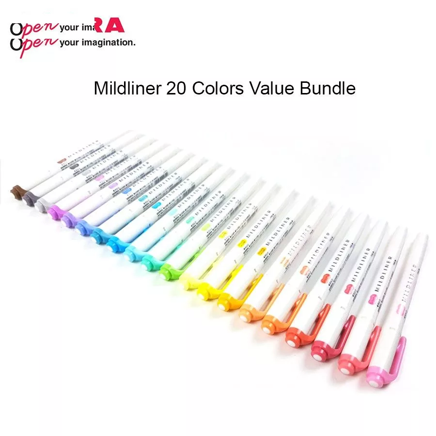 ماژیک دو سر علامت گذار زبرا مدل MILDLINER بسته 20 عددی