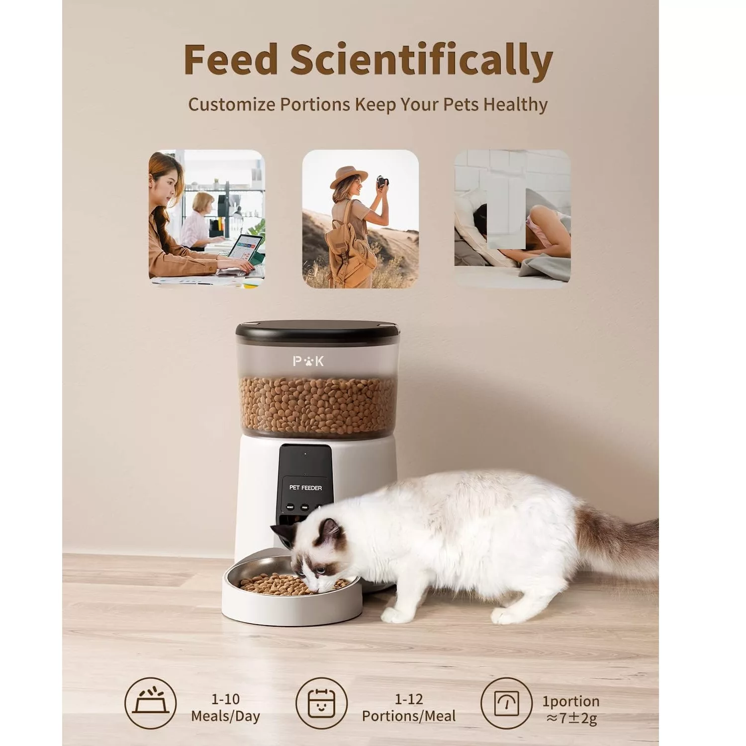 ظرف غذای اتوماتیک گربه و سگ پاپی کیت مدل ‎DU35L-WT