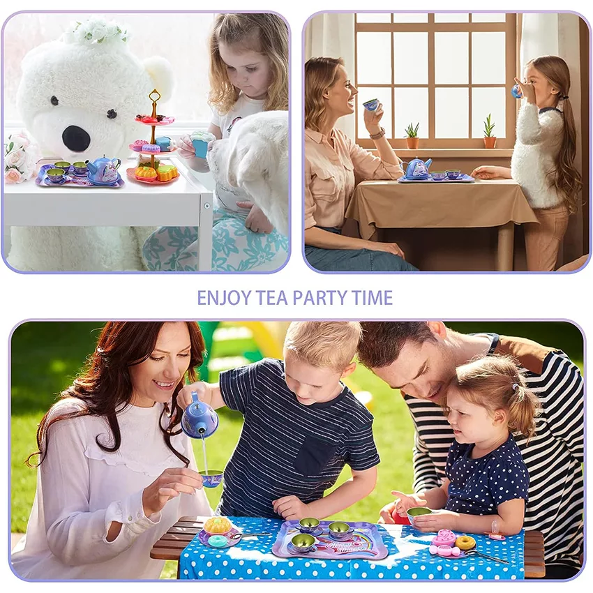 ست اسباب بازی مدل چایخوری فلزی یونیکورن طرح شیرینی خوری کد 966/66