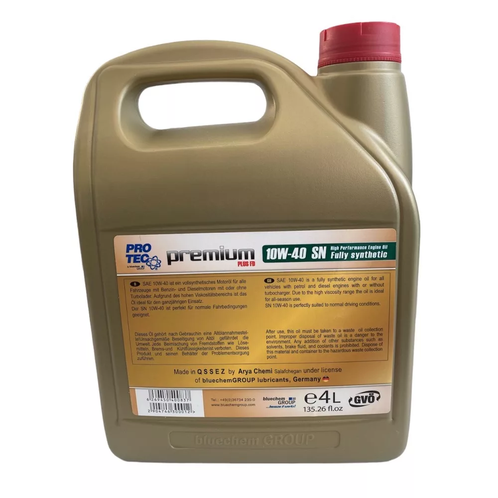 روغن موتور پروتک مدل 10w40 SN فول سنتیک حجم 4 لیتر