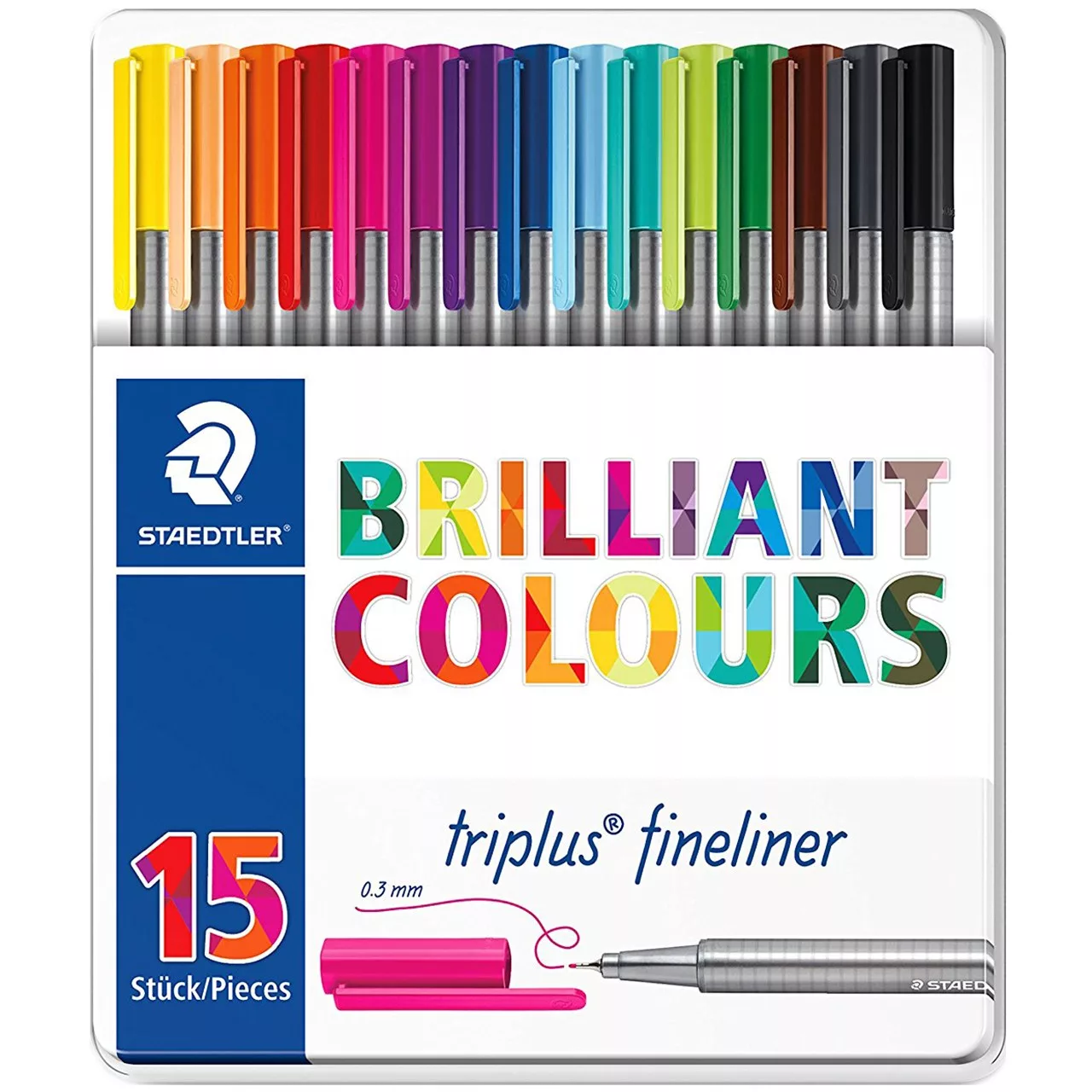 روان نویس مدل Staedtler 334 M15 Triplus Brilliant Colours 15 Color Rollerball Pen