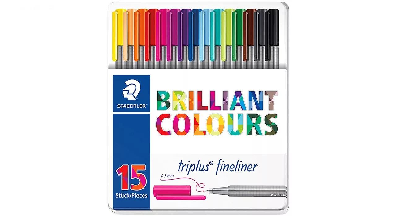 روان نویس مدل Staedtler 334 M15 Triplus Brilliant Colours 15 Color Rollerball Pen