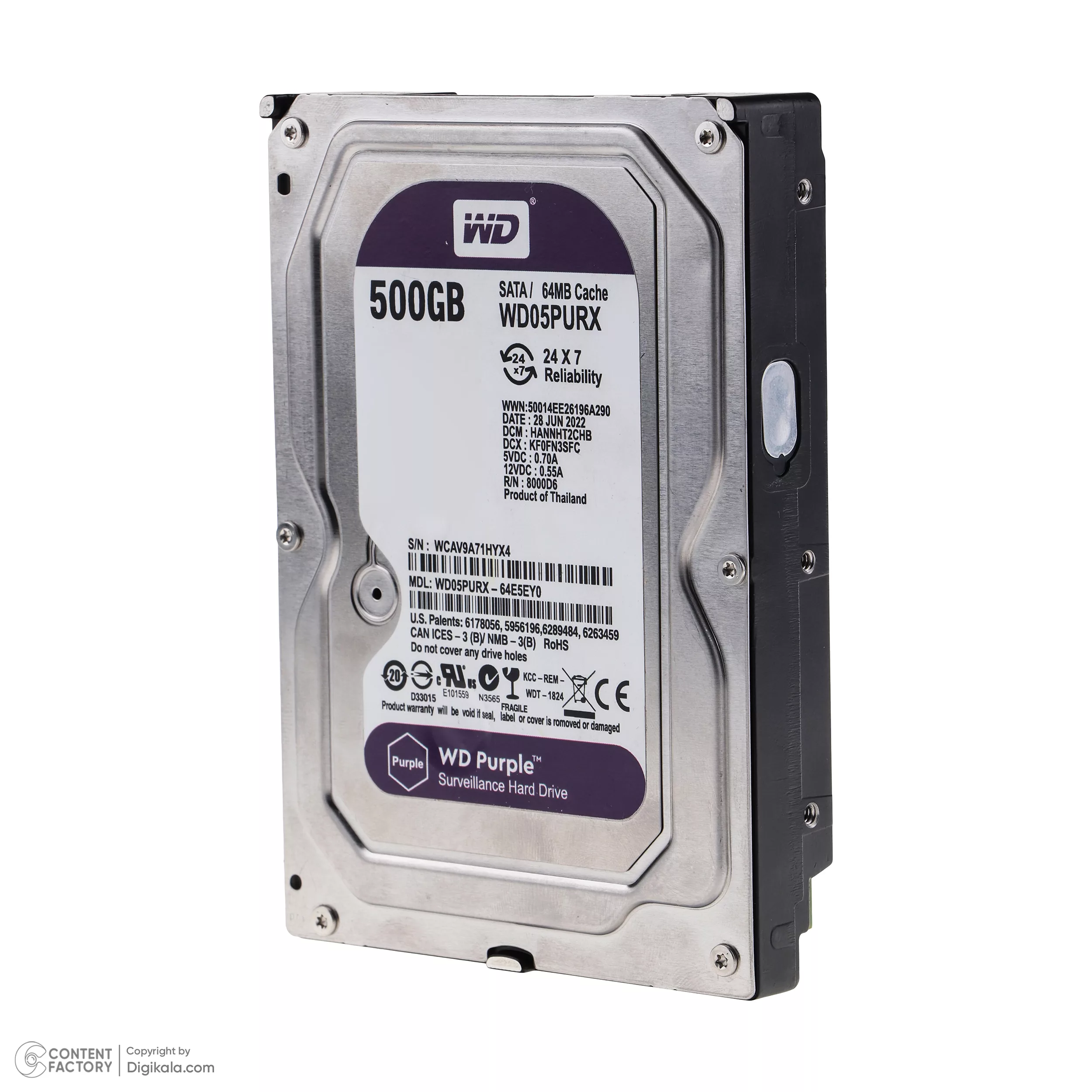 هارد دیسک اینترنال وسترن دیجیتال مدل WD05PURX ظرفیت 500 گیگابایت