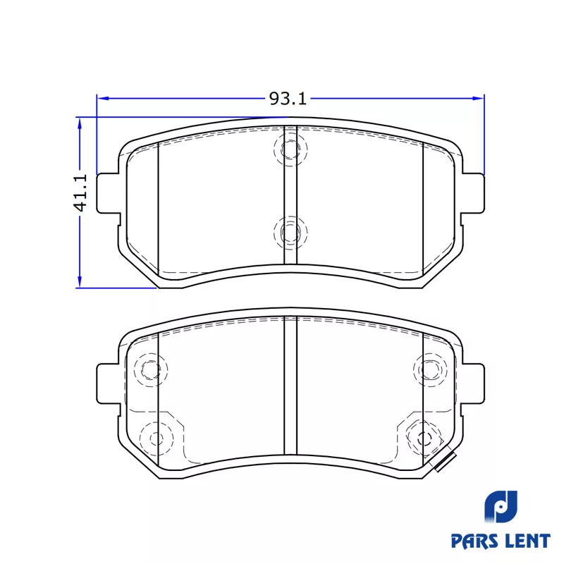 لنت ترمز عقب لنت پارس کد 24320 مناسب برای هیوندای سوناتا YF