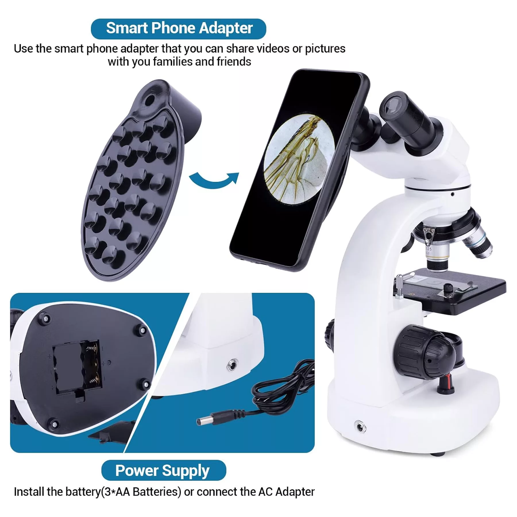 میکروسکوپ دوچشمی مدل زیستی 1000x به همراه کیف حمل