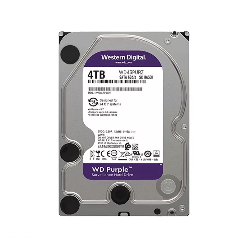 هارد دیسک اینترنال وسترن دیجیتال مدل Purple WD43PURZ ظرفیت 4 ترابایت