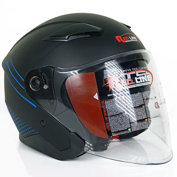 کلاه کاسکت ردلاین مدل بدون فک عینکدار کد 956-MATT-BLU