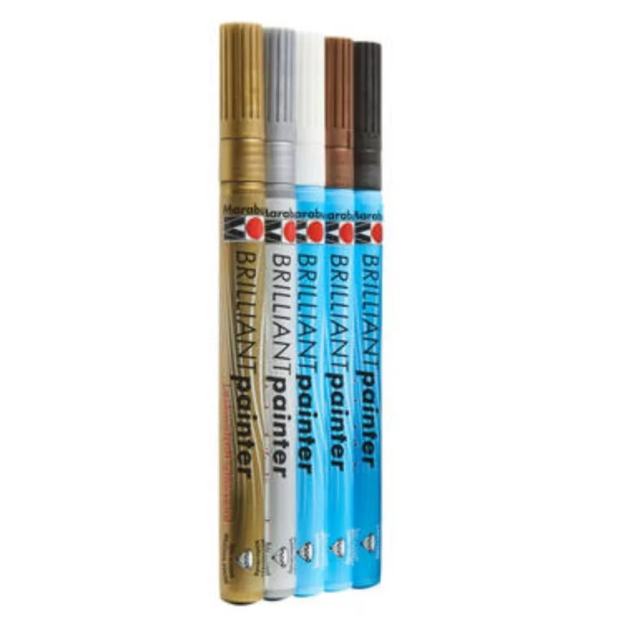ماژیک درخشان چند منظوره مارابو مدل BRILLANT paint بسته ۵ عددی