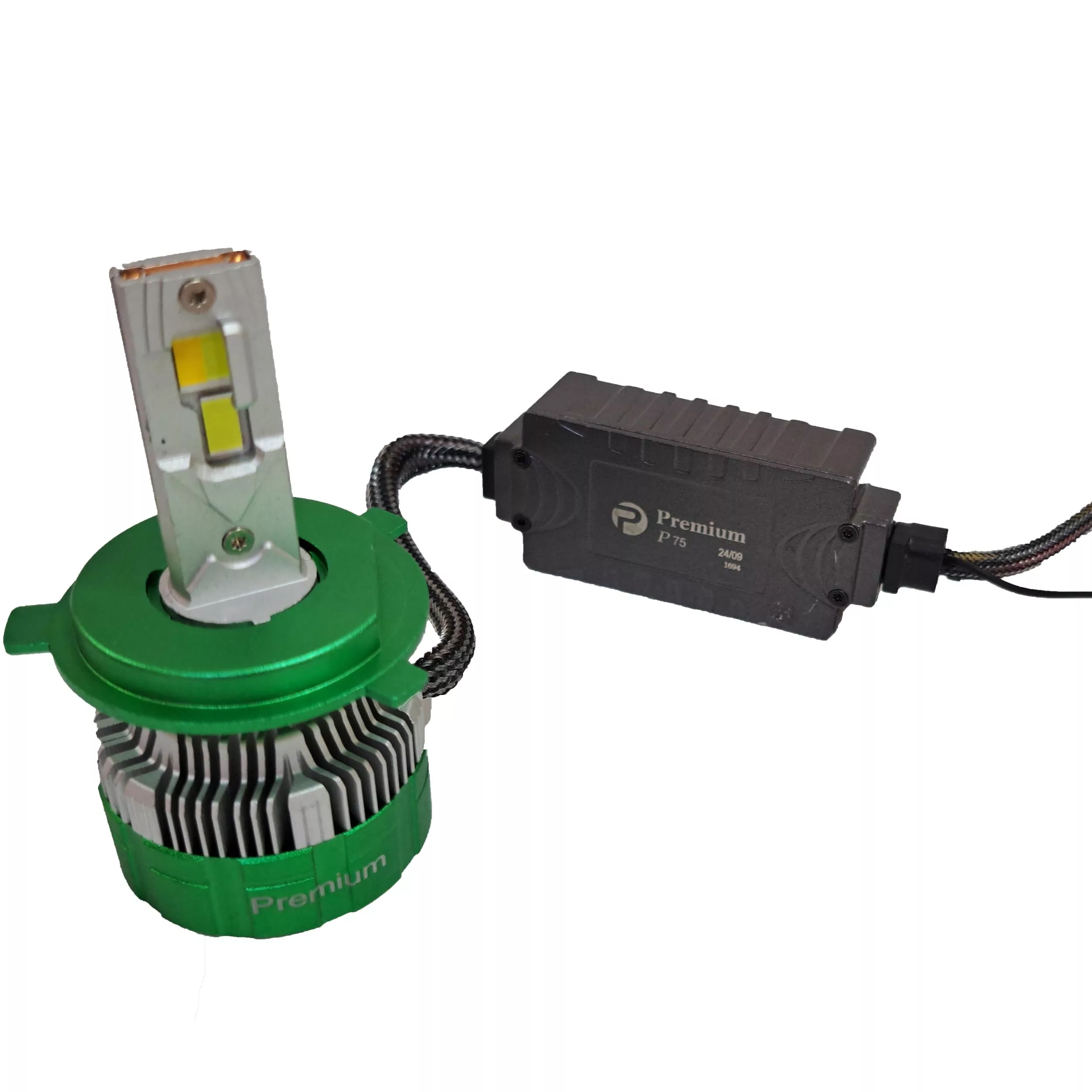 لامپ هدلایت خودرو پریمیوم مدل P75 دو رنگ کنترلی پایه H4