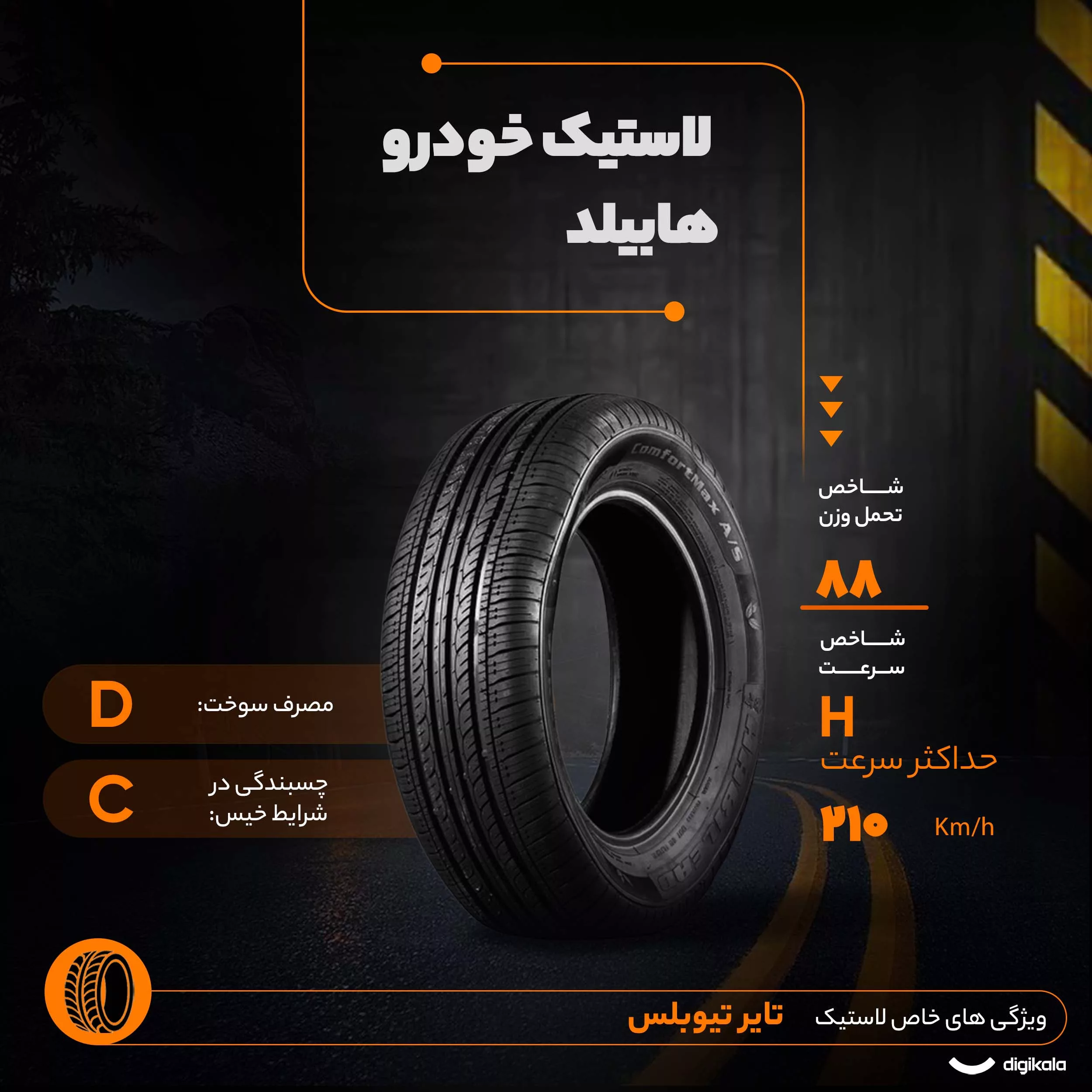 لاستیک خودرو هابیلد مدل H202 سایز 14 / 60 / 205 میلیمتر تولید سال 2024 - 2 حلقه