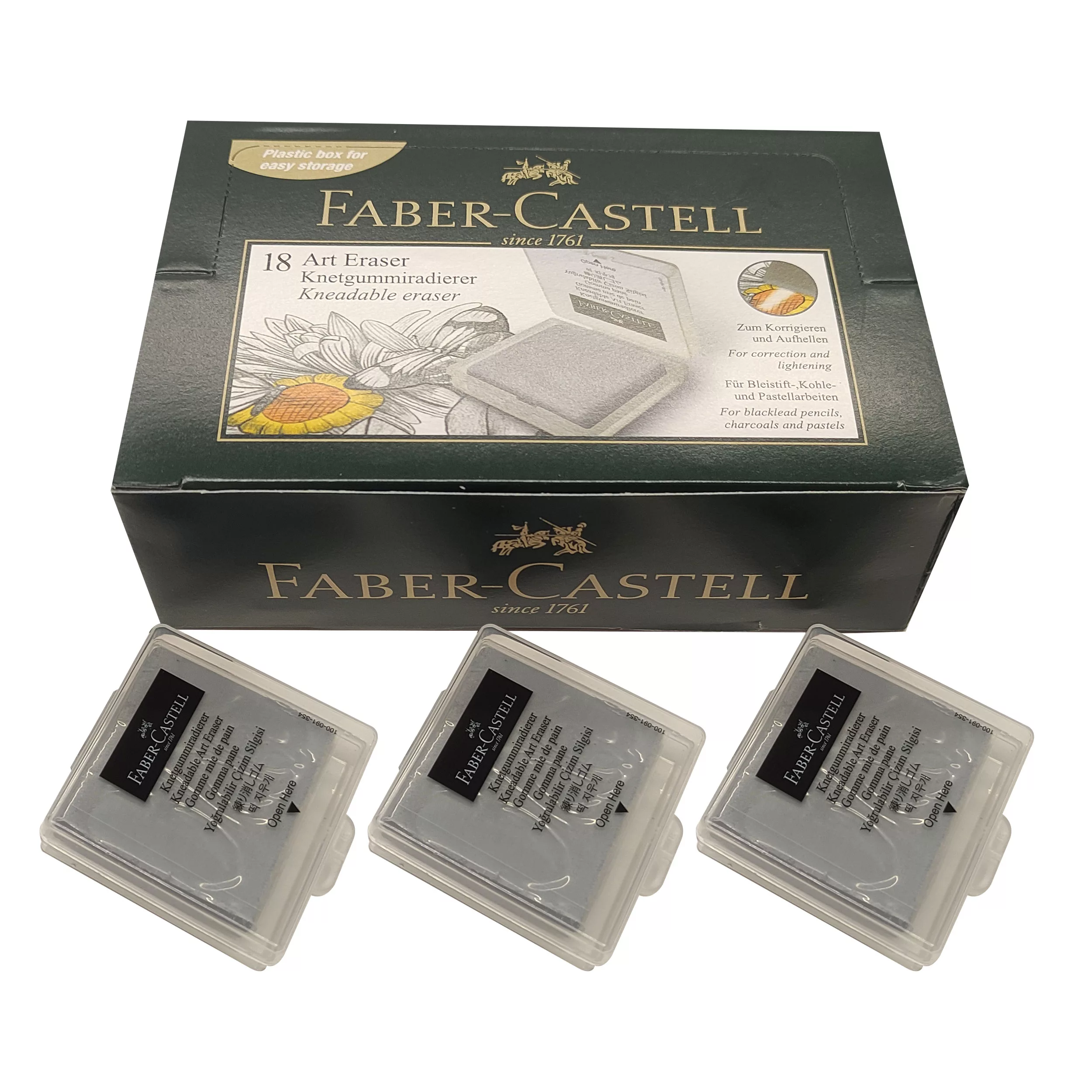 پاک کن خمیری فابر کاستل مدل قابدار بسته 18 عددی