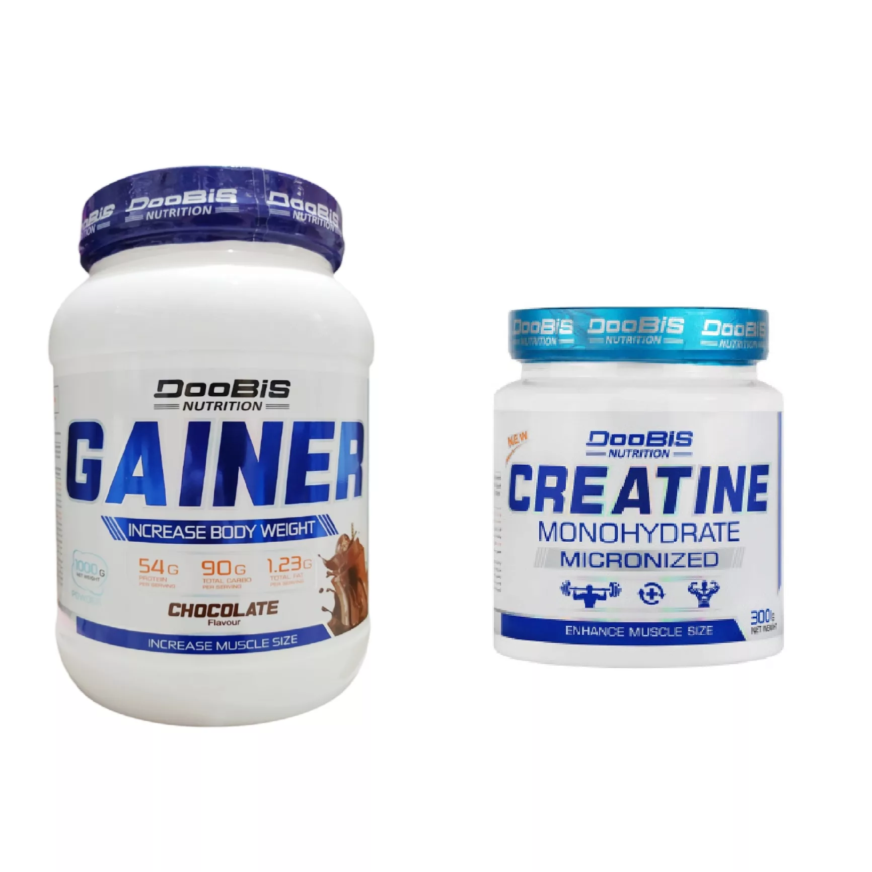 پودر گینر با طعم شکلات دوبیس - 1000 گرم به همراه پودر کراتین دوبیس - 300 گرم