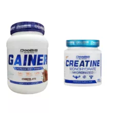 پودر گینر با طعم شکلات دوبیس - 1000 گرم به همراه پودر کراتین دوبیس - 300 گرم