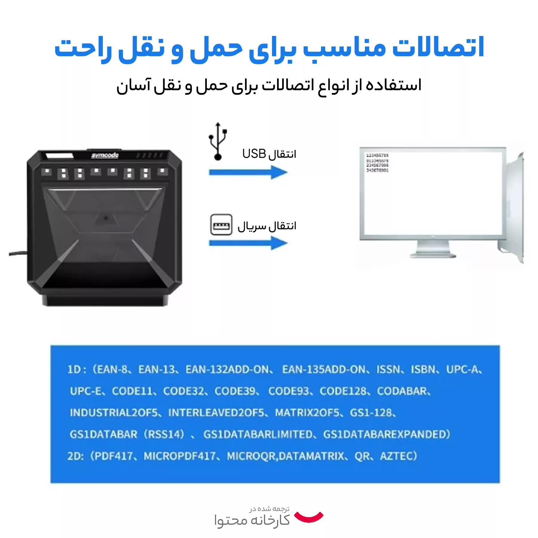 بارکد خوان دو بعدی سیم کد مدل MJ-4300D