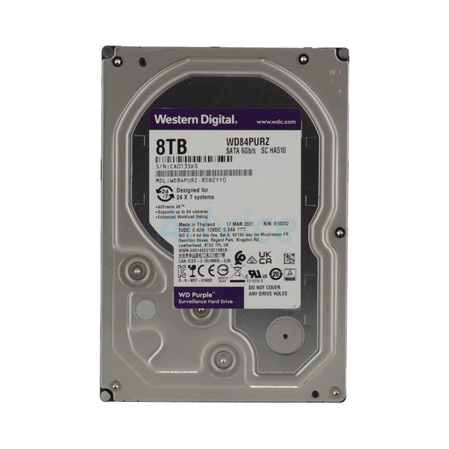هارددیسک اینترنال وسترن دیجیتال مدل Purple WD84PURZ ظرفیت 8 ترابایت