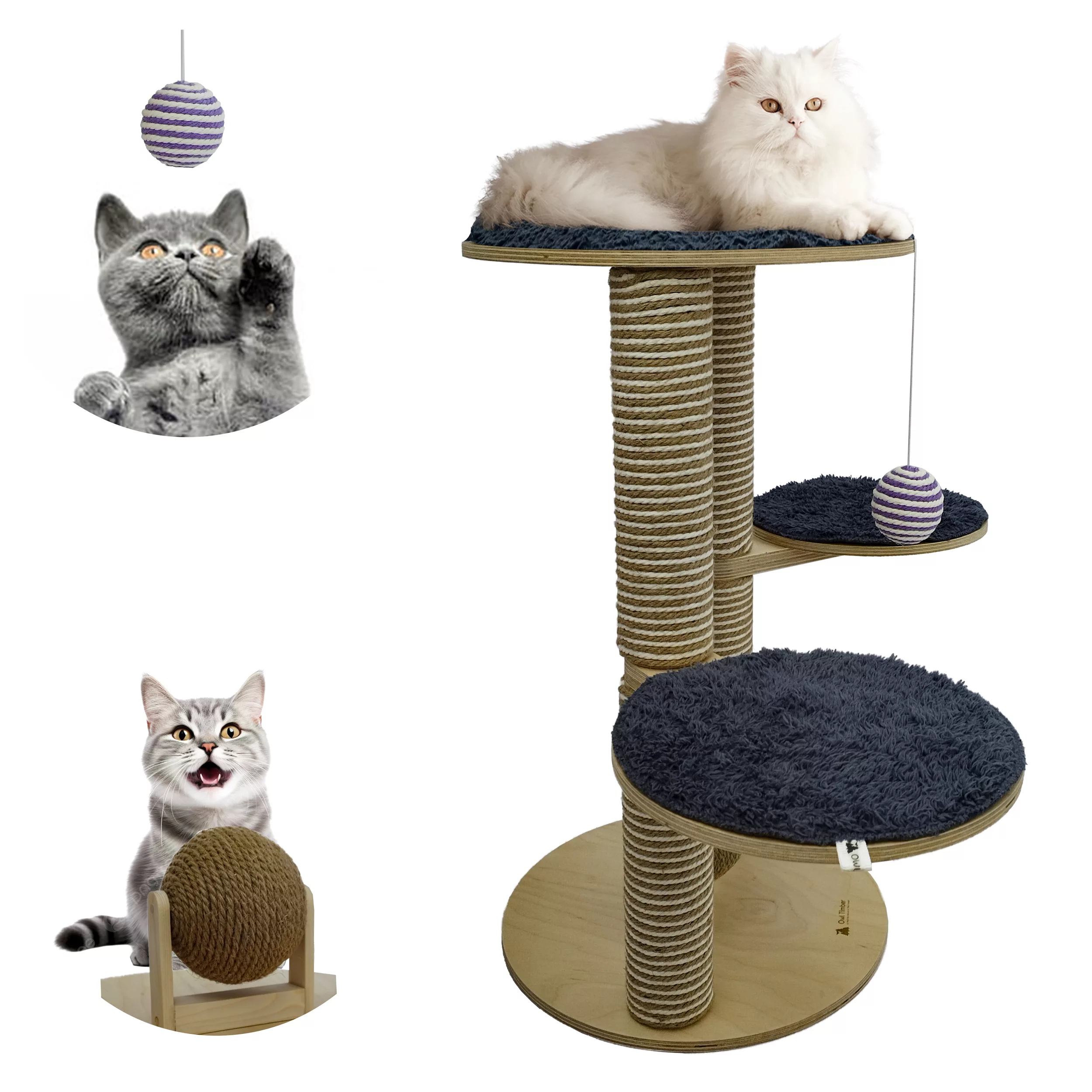 اسکرچر گربه تیمبر اوول مدل Cat scratcher tree - Multi-level tower