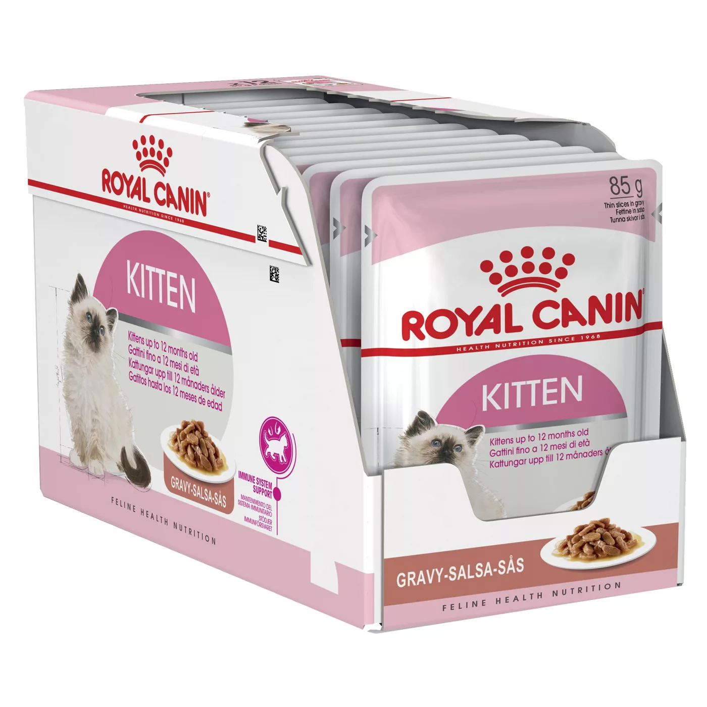 پوچ گربه رویال کنین مدل  Kitten gravy وزن 1020 گرم بسته 12 عددی