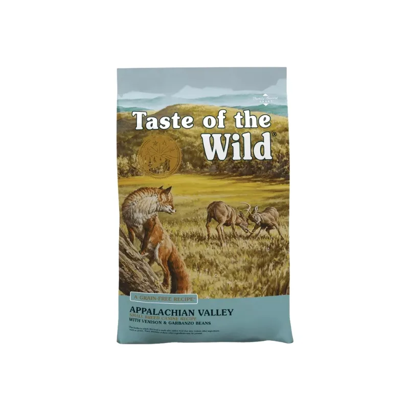 غذای خشک سگ بالغ تیست آف ویلد مدل Appalachian Valley Canine Recipe نژاد کوچک با طعم گوشت گوزن و لوبیا گاربانزو وزن 2 کیلوگرم
