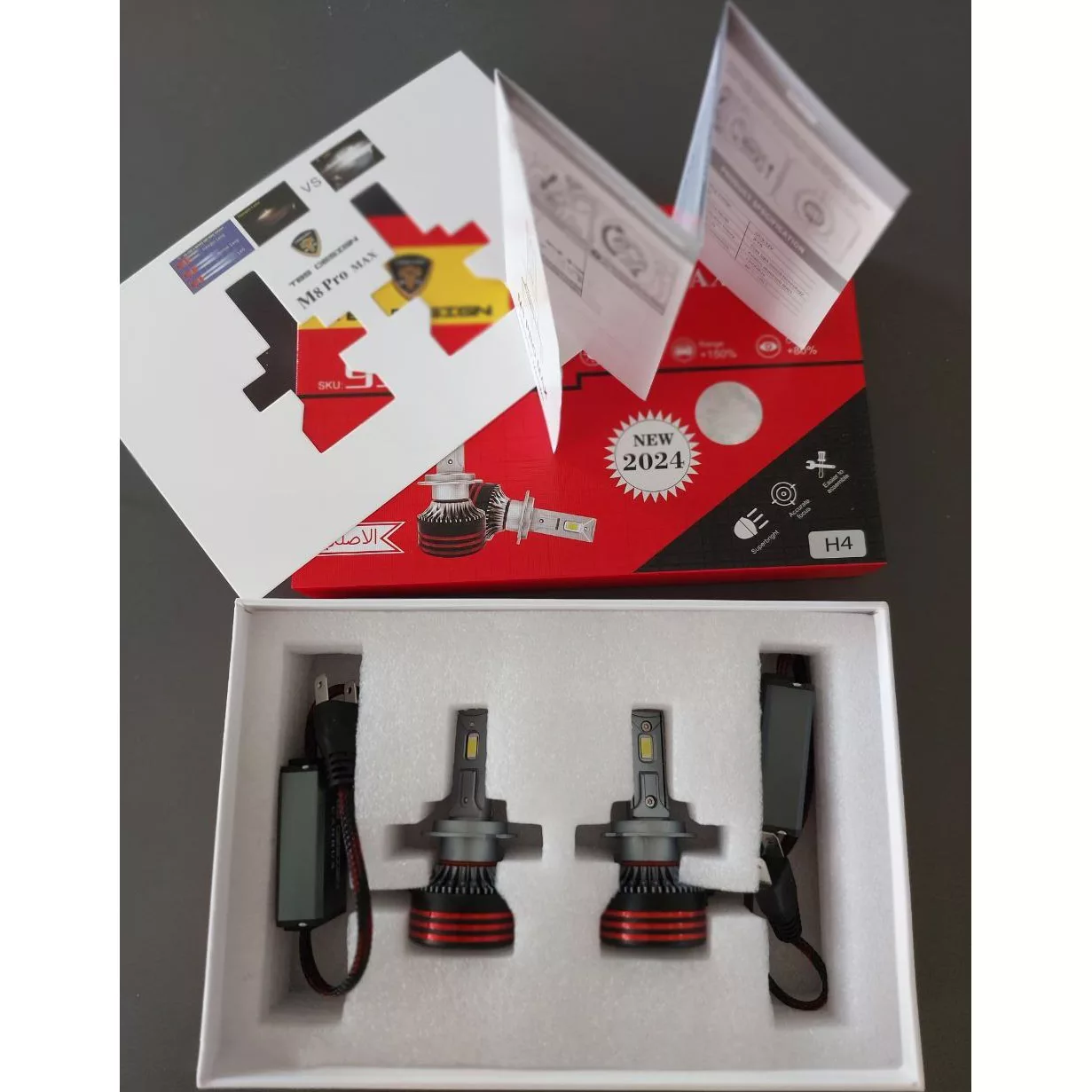 هدلایت خودرو تی بی اس دیزاین مدل M8 Pro Max H4 بسته دو عددی