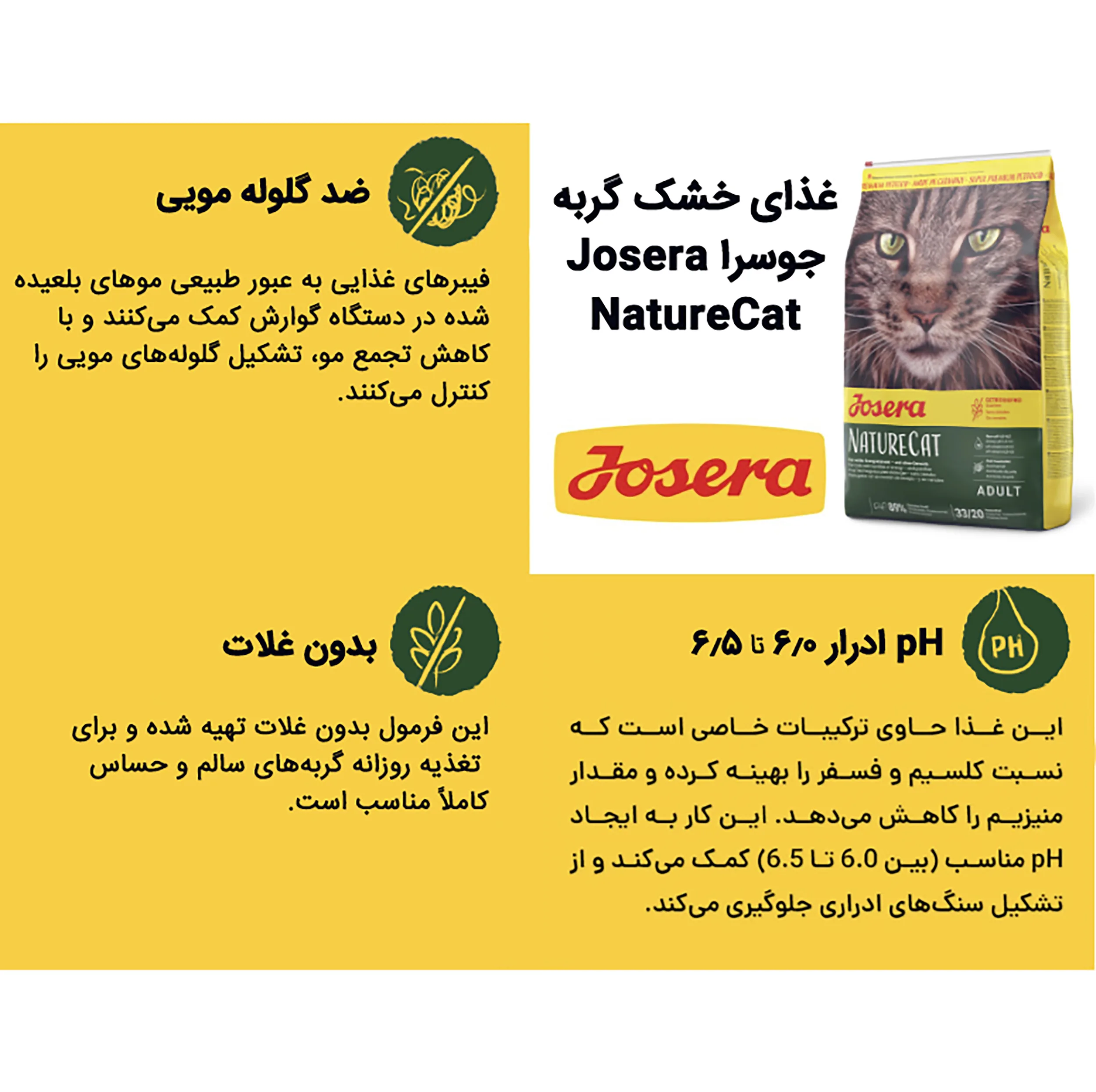 غذای خشک گربه جوسرا مدل NatureCat مناسب سلامت مجاری ادراری وزن 2 کیلوگرم