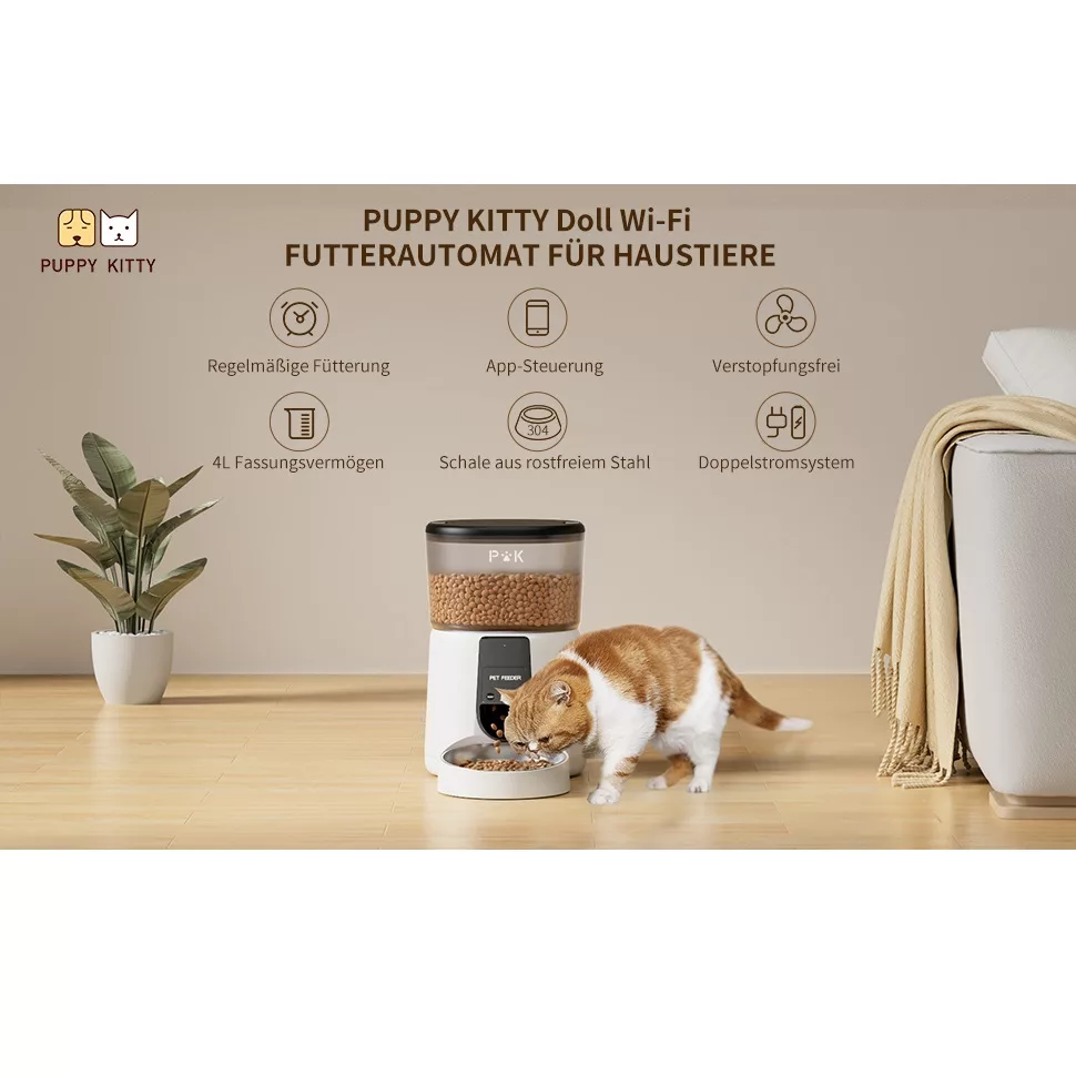 ظرف غذای اتوماتیک گربه و سگ پاپی کیت مدل ‎DU35L-WT