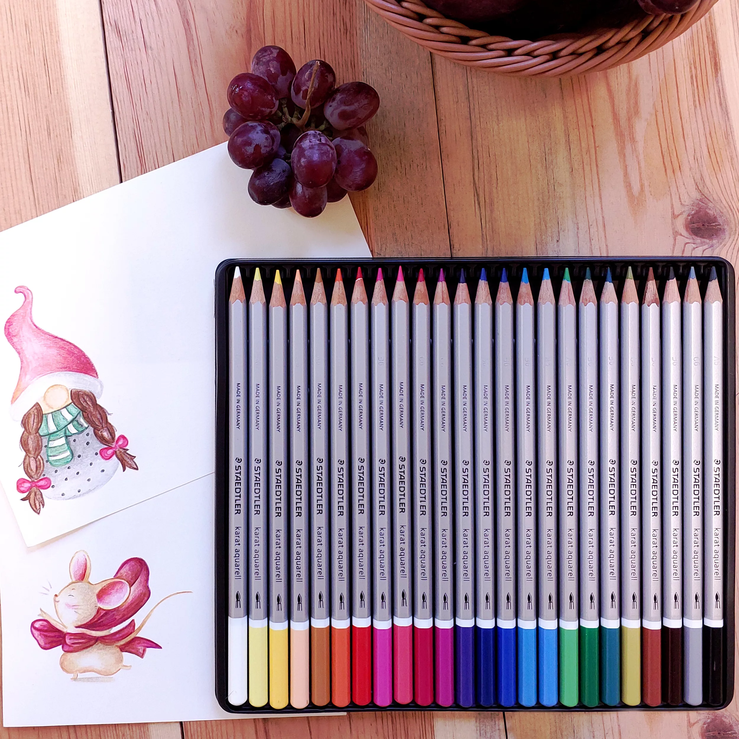 مداد آبرنگی 24 رنگ استدلر مدل Karat Aquarell