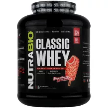 پودر پروتئین وی کلاسیک با طعم کیک توت فرنگی نوترابایو – 2268 گرم