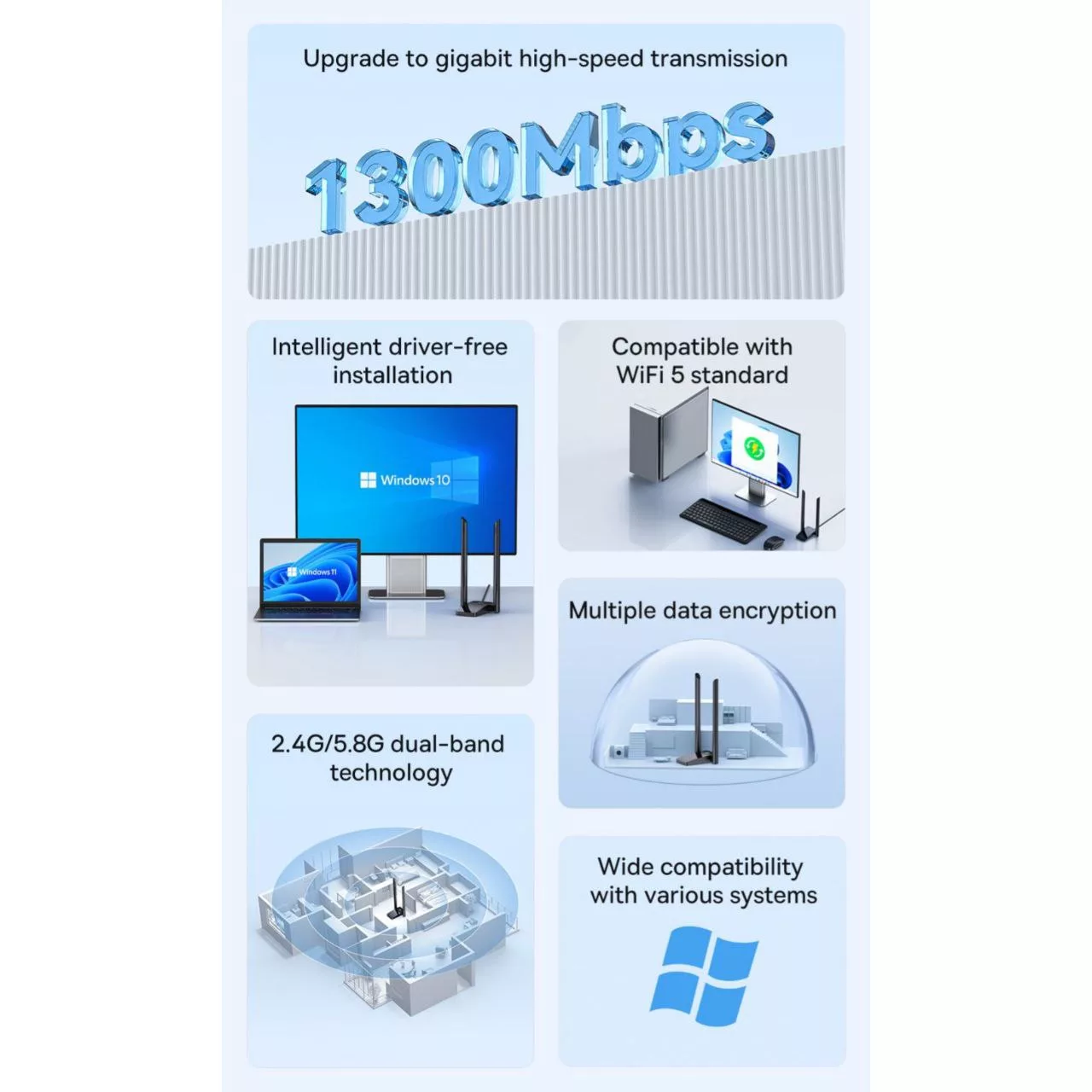 کارت شبکه بی سیم USB بیسوس مدل FastJoy Series BS-OH063