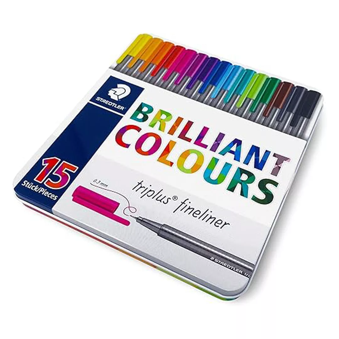 روان نویس مدل Staedtler 334 M15 Triplus Brilliant Colours 15 Color Rollerball Pen