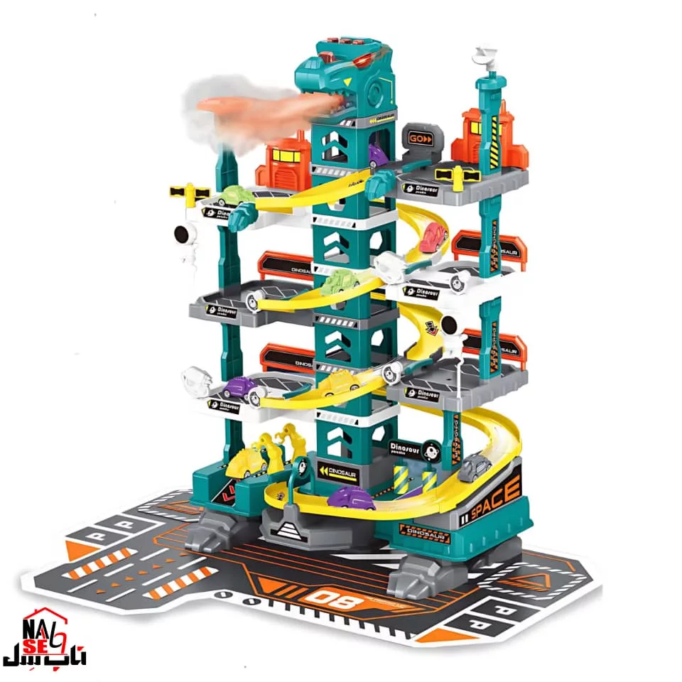 اسباب بازی ناب سل مدل پارکینگ طبقاتی دایناسور دودزا کد 92PCS RACE TRACK CARGARAGE PARKING