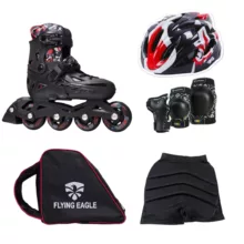 اسکیت کفشی فلاینگ ایکل مدل NT2 سایز 42-38به همراه کلاه و لوازم ایمنی و کیف و شلوارک اسکیت