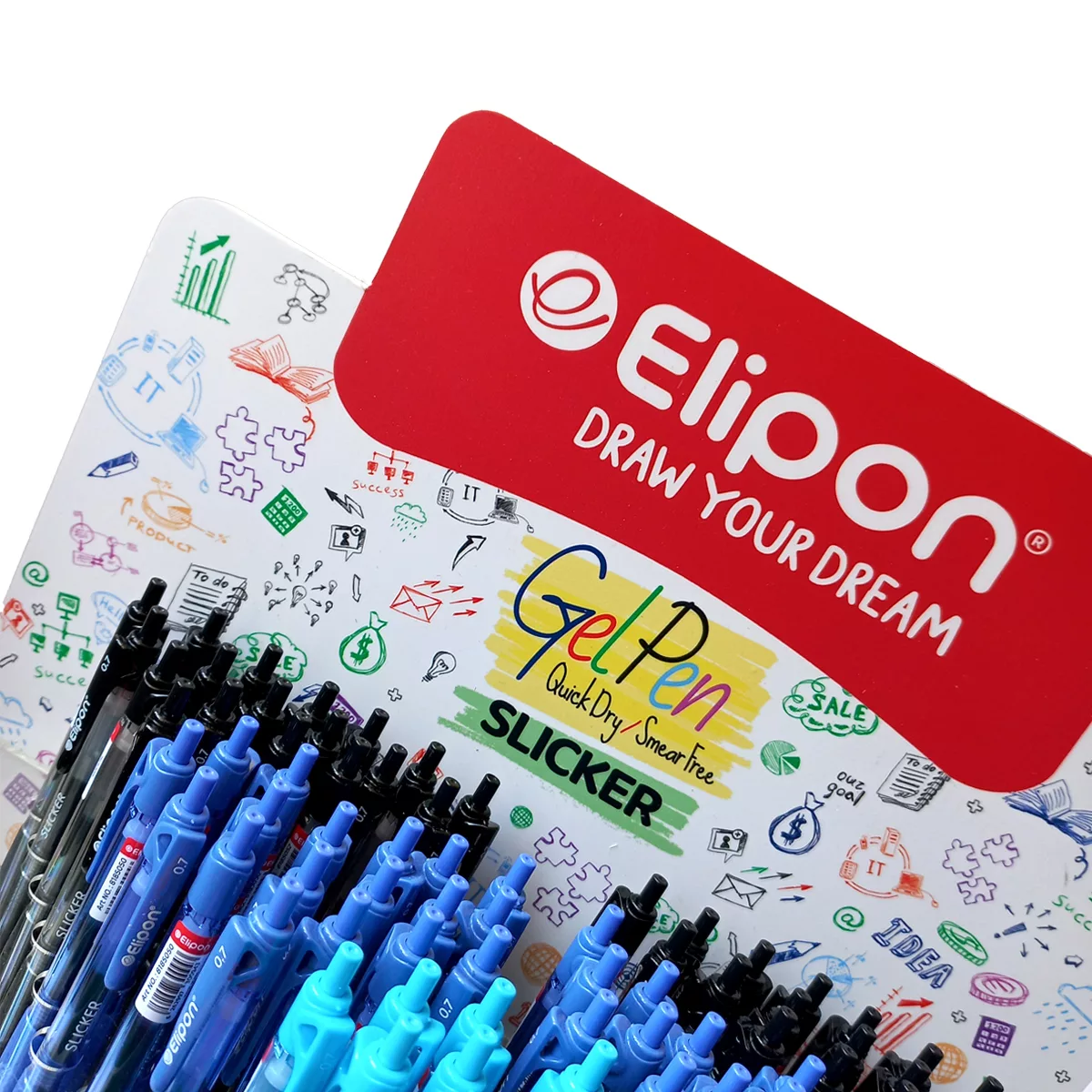 روان نویس الیپون مدل اسلیکر فشاری به همراه استند مجموعه 128 عددی