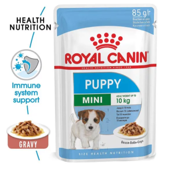 غذای پوچ سگ رویال کنین مدل Mini Puppy وزن 85 گرم بسته 12 عددی