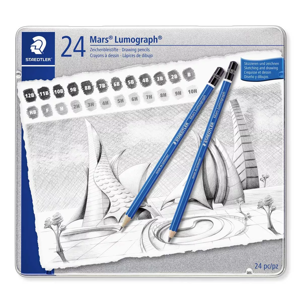 مداد طراحی استدلر مدل Mars Lumograph 100 G24 مجموعه 24 عددی