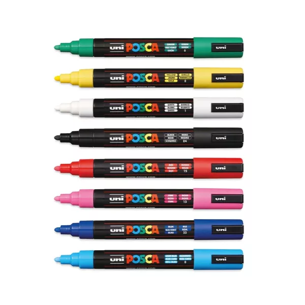 ماژیک رنگ آمیزی یونی بال مدل POSCA 5M مجموعه 8 عددی