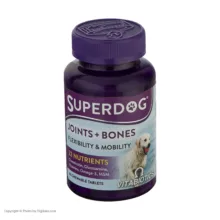قرص مکمل سگ ویتابیوتیکس مدل SuperDog Joints Bones بسته 60 عددی