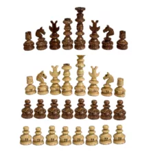 مهره شطرنج مدل چوب زبان گنجشک مجموعه ۳۲ عددی