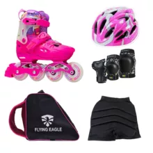 اسکیت کفشی فلاینگ ایکل مدل L8 32.36 به همراه کلاه و لوازم ایمنی و کیف و شلوارک اسکیت